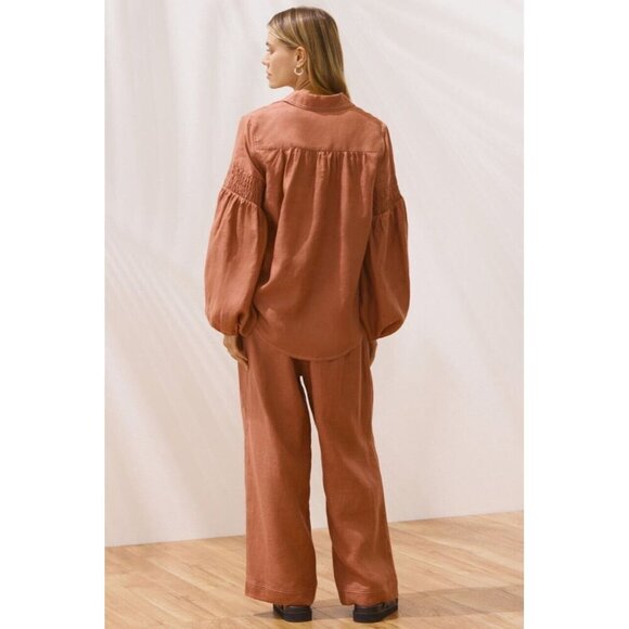 SANCIA Women THE LUCIE SHIRT linen Blouse Button Long Sleeve Reg L A000078 - Picture 3 of 12